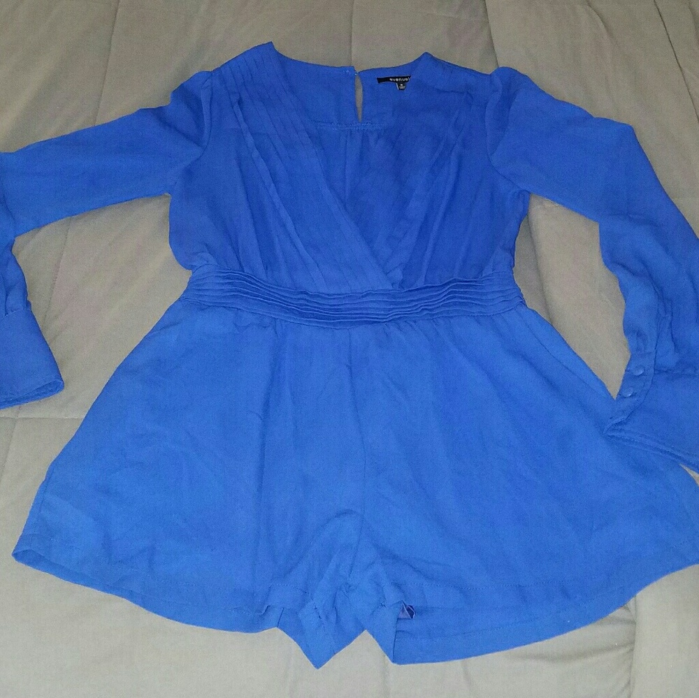 Blue Long Sleeve Romper